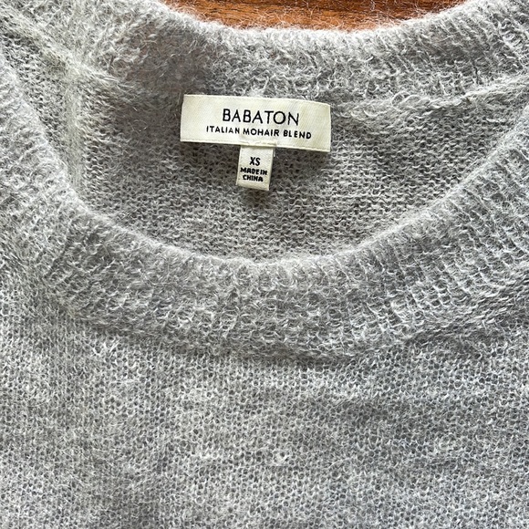 Babaton- Light gray Italian Mohair Sweater - Drop sleeve Long - Size XS - Picture 2 of 9